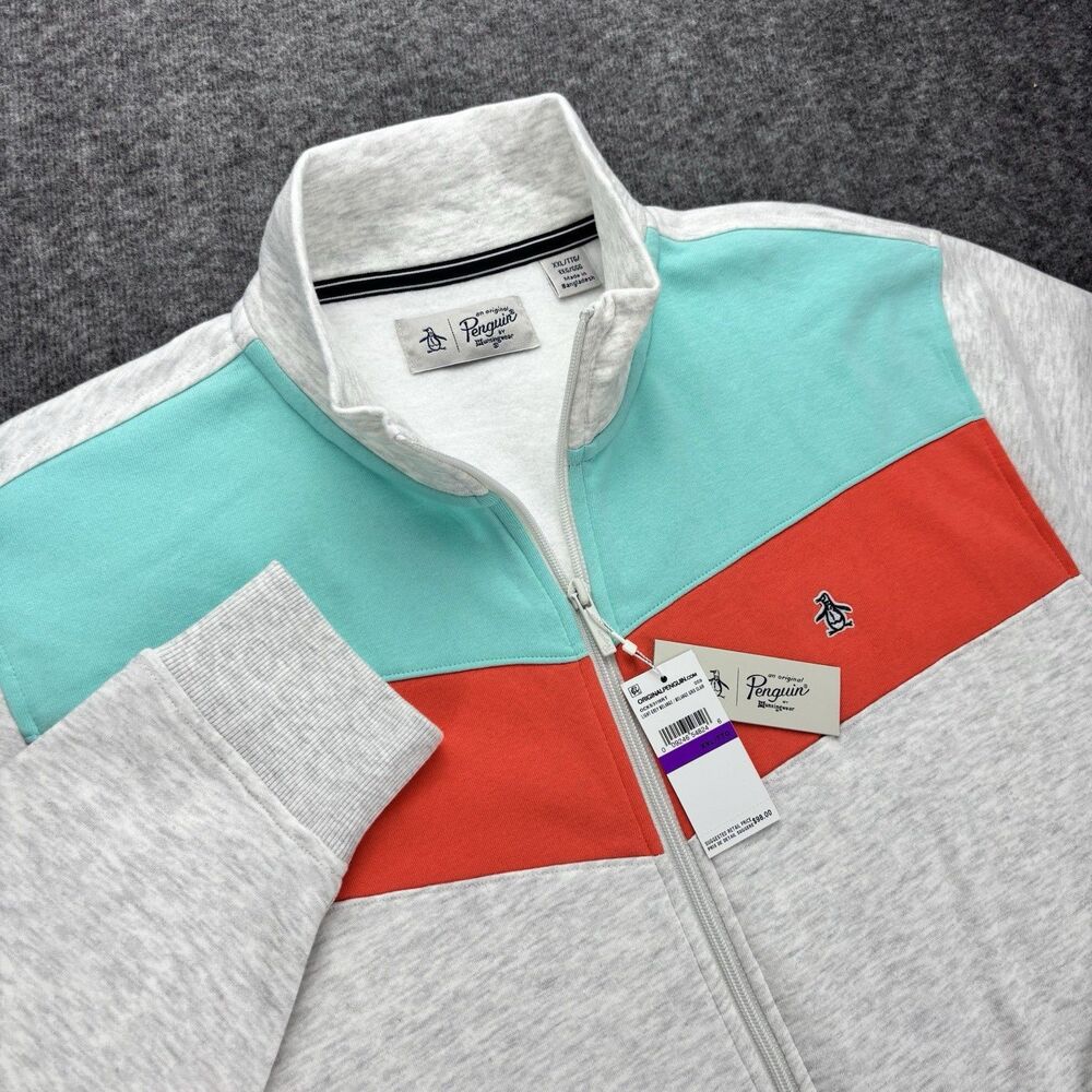 Original Penguin Track Jacket Mens XXL NWT Colorblock Full Zip Sweatshirt 2XL